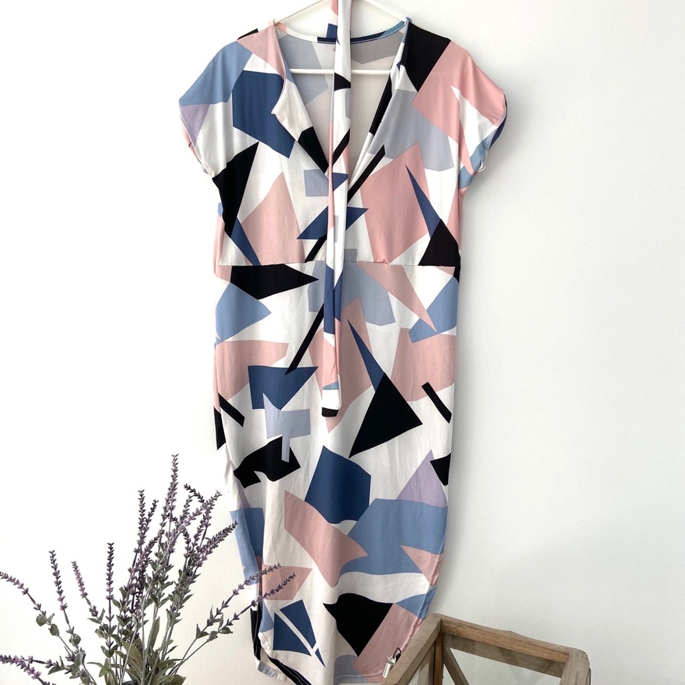 Thin, High Slit Multicolored Dress